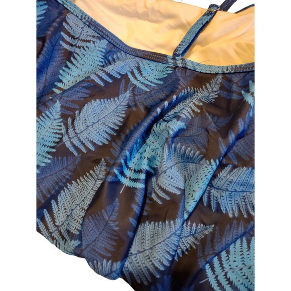 Womens Palm Print Ruffle Top Strappy Bikini with High waisted Bottom - XXL - NWT - Picture 5 of 9